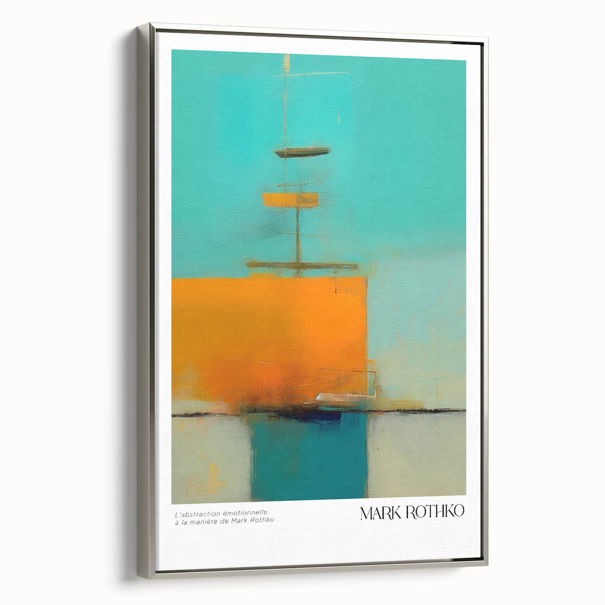 Framed canvas of a Mark Rothko-inspired landscape painting featuring bold, colorful blocks.