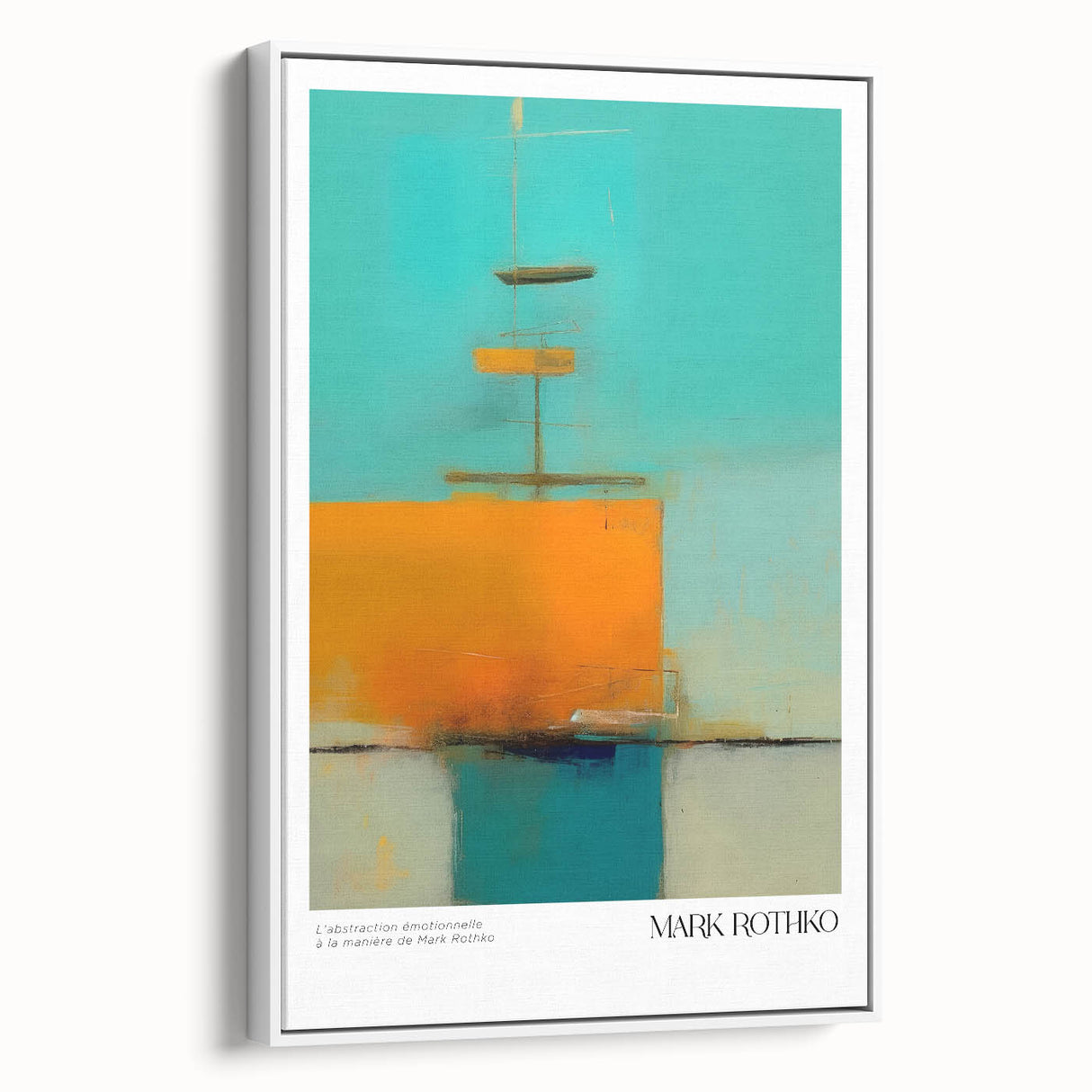 Vintage poster art of colorful abstract design on extra large framed canvas, ideal for living room decor.
