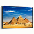 Black and white framed canvas of an Egyptian landscape, ideal for bedroom wall decor.