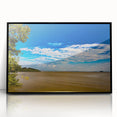 Large abstract wall art depicting an Ethiopian landscape in muted earth tones on a framed acrylic.