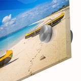 Large abstract wall art depicting the Madagascar scenery in mid-century modernist style on acrylic glass.