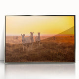 Acrylic print of a Namibia scenery in art deco style with silver frame, ideal for modern art wall decor.