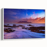 Vintage poster art of African scenery on a framed canvas, featuring vibrant, colorful art, ideal for living room decor.