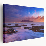 Side view of a large stretched canvas depicting a South African scenery in earthy tones, suitable for kitchen wall art.