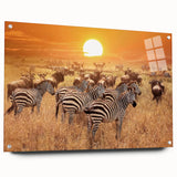 Acrylic print of a Tanzanian landscape in muted earth tones, ideal for dining room decor.
