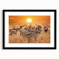 Extra large abstract art print of a colorful, textured African landscape on a framed canvas, ideal for living room decor.