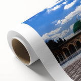 Art Deco poster of a Tunisian landscape on rolled canvas, featuring earthy tones.