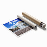 Extra large rolled print of Tunisian landscape with vibrant floral elements, ideal for classy bathroom wall art.