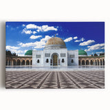 Black and white photo of Tunisian landscape on large stretched canvas, ideal for kitchen art.
