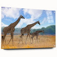 Acrylic print of a large abstract depiction of an African scenery in earth tones, suitable for bedroom or dining room decor.