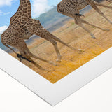Art deco poster of Zambia scenery in muted earth tones on rolled canvas, suitable for dining room wall art.
