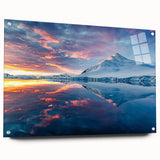 Antarctic landscape on large acrylic glass, featuring icy blue and white tones, suitable for bedroom or dining room decor.