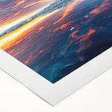 Art deco poster of Antarctic scenery on rolled canvas, featuring cool blue and white tones.