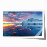 Antarctic landscape on rolled print featuring icy blues and whites, ideal for art wall dining room.