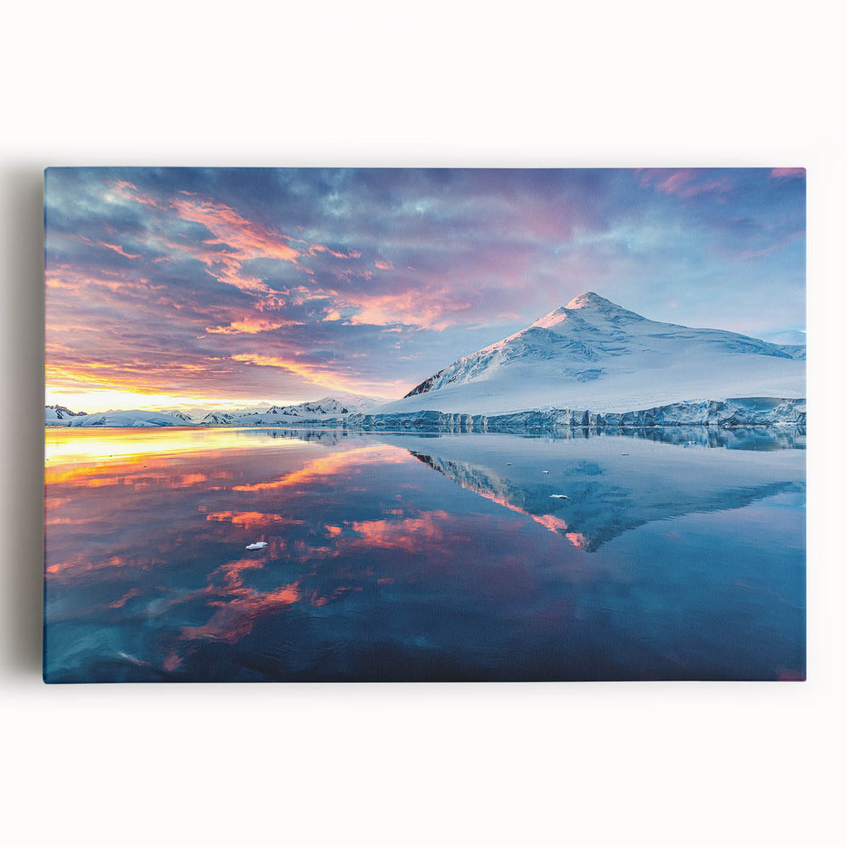 Black and white photographic print of Antarctic scenery on stretched canvas, ideal for kitchen wall art.