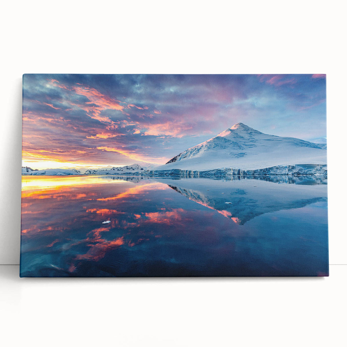Black and white photograph of Antarctic scenery on stretched canvas, ideal for kitchen wall art or bedroom ambiance.