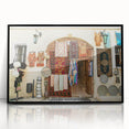 Large abstract wall art depicting an Azerbaijani landscape in muted earth tones on a framed acrylic.