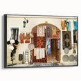 Black and white landscape art of Azerbaijan on framed canvas, ideal for bedroom wall decor.