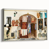 Landscape art painting of an Azerbaijan scenery on framed canvas, featuring vibrant colors and vintage poster art style.