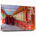 Acrylic print of a Bhutanese landscape in muted earth tones, ideal for dining room decor.