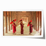 Extra large rolled print of a Cambodian scenery with vibrant green and earth tones, ideal for art wall dining room.
