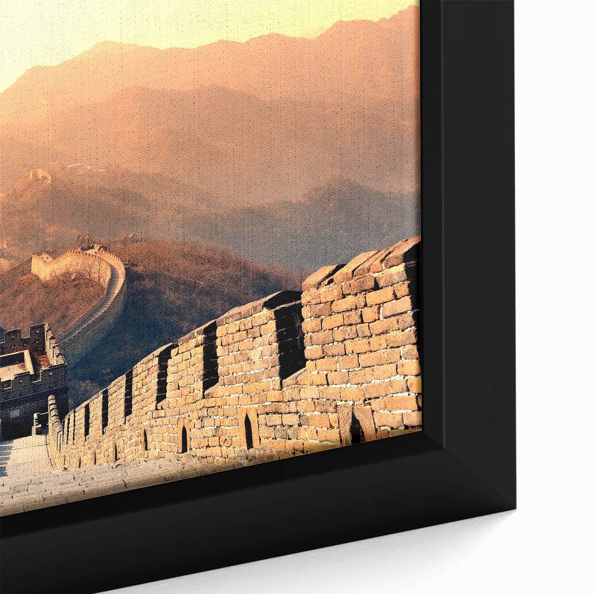 Extra large framed canvas featuring a textured depiction of the Beijing skyline in black with colorful accents.