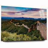Acrylic print of the Great Wall of China in muted earth tones, ideal for bedroom or dining room decor.