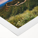 Art deco poster of the Great Wall of China in muted earth tones on rolled canvas, suitable for dining room decor.