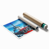 Extra large rolled print of a Georgian landscape with vibrant floral elements, ideal for classy bathroom wall art.