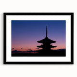 Extra large abstract art print depicting a colorful, textured Kyoto scenery on a black framed canvas.