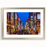 Textured abstract art print of Tokyo skyline in muted gray and silver hues on a framed canvas.