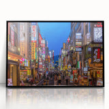 Large abstract wall art depicting Tokyo skyline in black and white on framed acrylic, suitable for modern art wall decor.