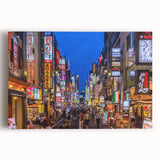 Large black and white stretched canvas featuring a detailed Tokyo cityscape, ideal for kitchen wall art.