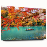 Large abstract wall art depicting an Asian landscape in muted earth tones on acrylic glass.
