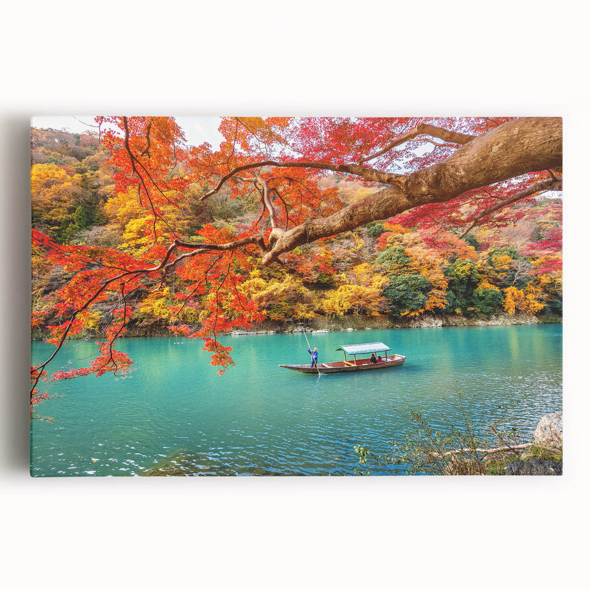 Black and white large art canvas of a Japanese landscape, ideal for kitchen wall art.