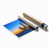 Extra large rolled print depicting Seoul scenery with vibrant floral elements.