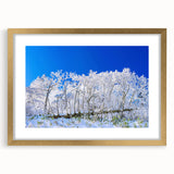 Extra large abstract art print depicting vibrant textured scenery in gold frame, ideal for living room decor.