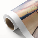 Art deco poster of a Malaysian landscape in vibrant green and blue tones on rolled canvas, ideal for nursery wall art.