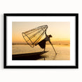 Extra large abstract print of a vibrant, colorful Asian landscape on a textured canvas, framed in black.