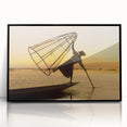 Large abstract wall art depicting a serene Myanmar landscape in muted earth tones on a framed acrylic.