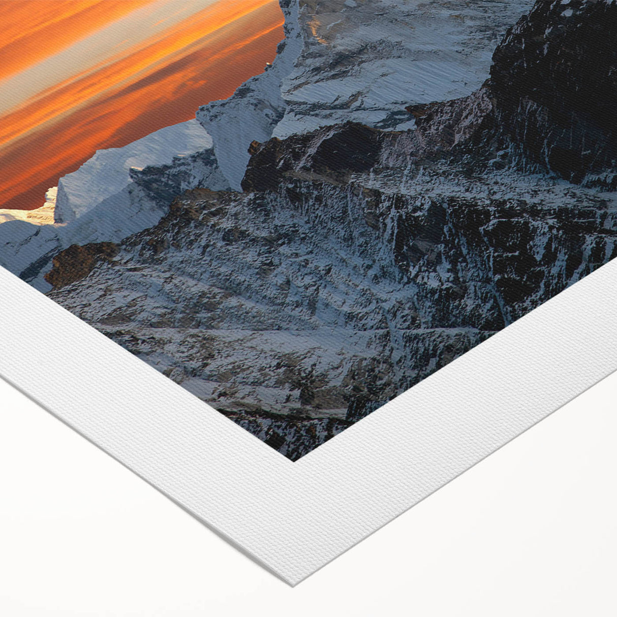 Art deco poster of Everest in muted earth tones on rolled canvas, suitable for dining room decor.