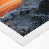 Art deco poster of Everest in muted earth tones on rolled canvas, suitable for dining room decor.