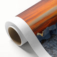 Art Deco poster of Mount Everest on a rolled canvas, featuring muted earth tones, ideal for nursery wall art.