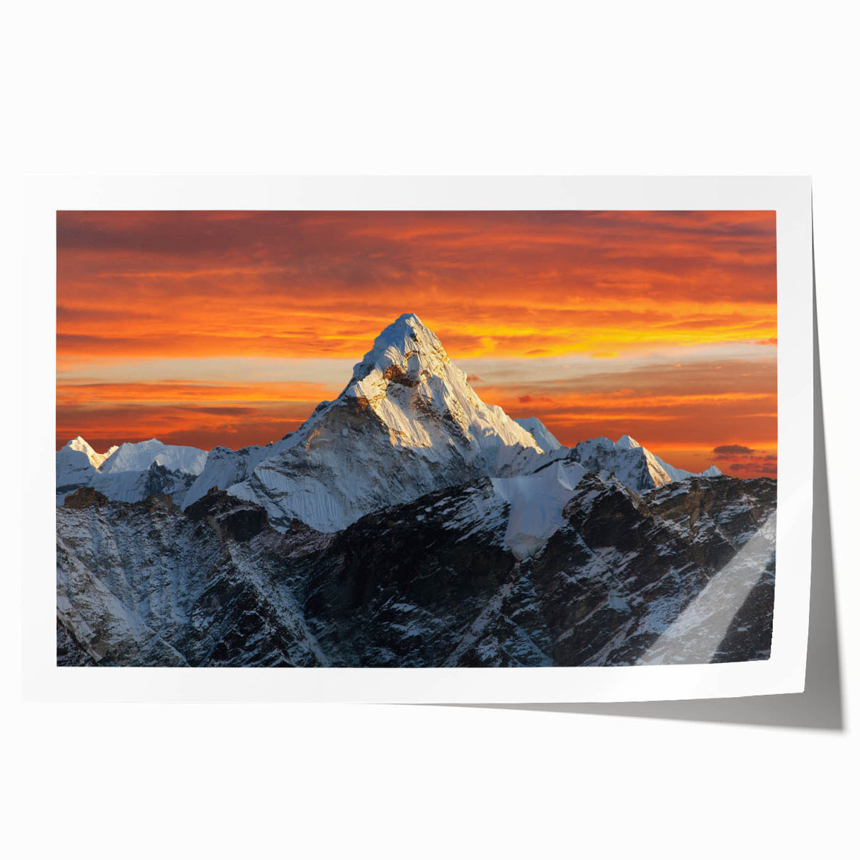 Rolled print of Mount Everest in muted earth tones, ideal for art wall dining room.