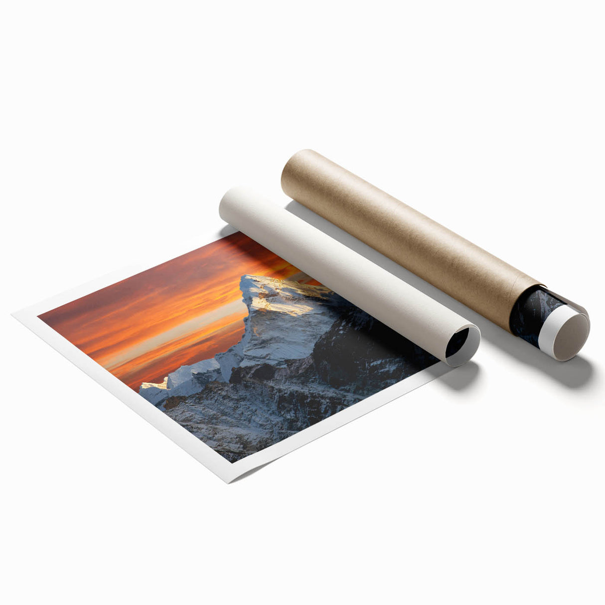 Extra large rolled print of Mount Everest in muted earth tones, ideal for classy bathroom wall art.