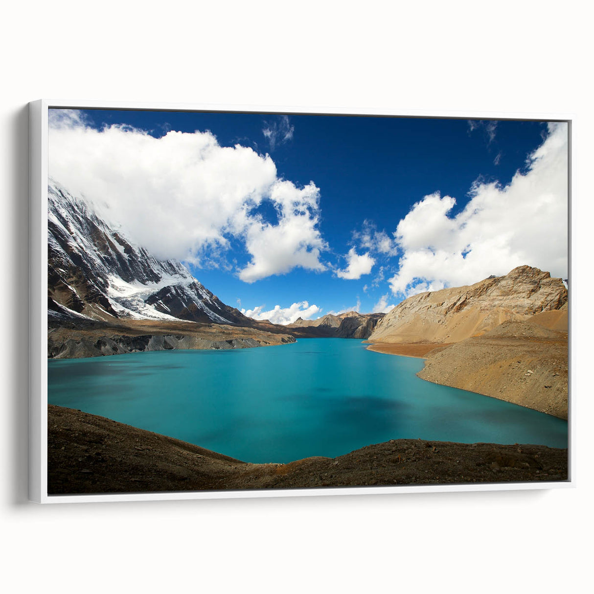 Vintage poster art of a scenic Nepalese landscape on extra-large framed canvas.