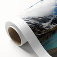 Art Deco poster of Nepalese scenery in soft pastel shades on rolled canvas.