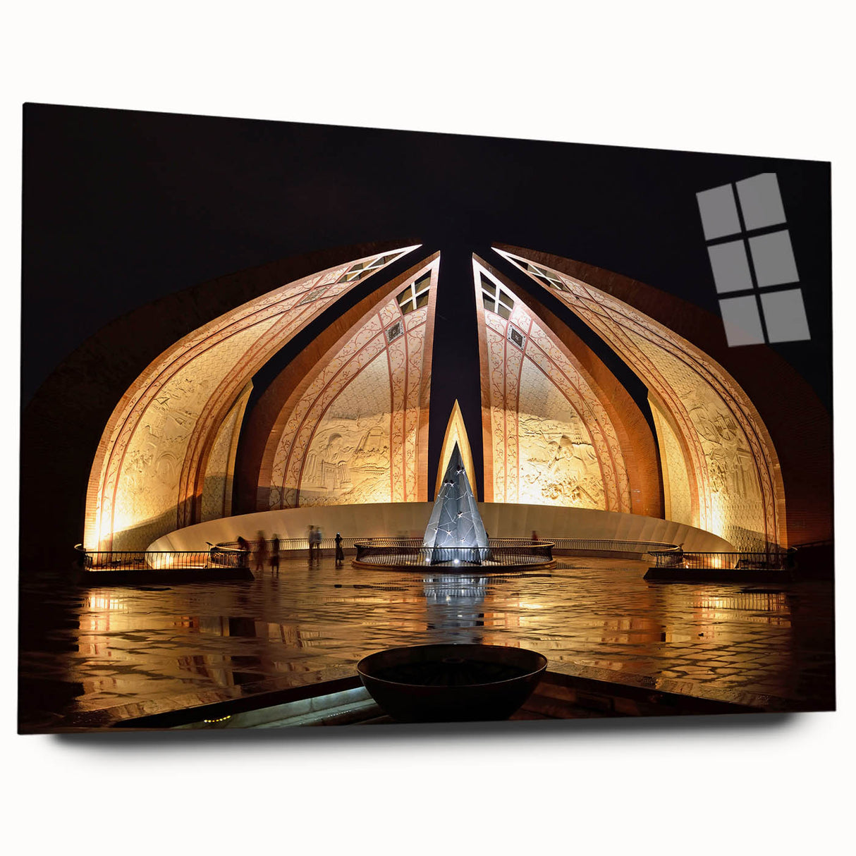 Large abstract wall art of a serene Pakistani landscape in muted earth tones on acrylic glass.