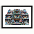 Extra large abstract art print of a colorful, textured Singapore skyline on a black framed canvas.