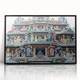 Large abstract wall art of Singapore skyline in muted gray and blue tones, framed acrylic print.